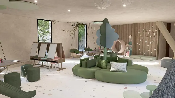 Ludoteca con juegos para niños en Okün Living